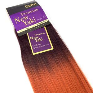 Outré Premium New Yaki 100% Human Hair Extensions T/9536 Ombre Plum To Orange
